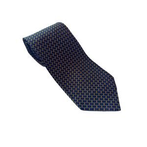 Lauren Ralph Lauren Navy & Gold Geometric Silk Tie | Classic Preppy OldMoney
